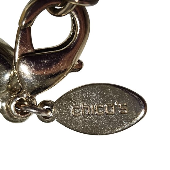 Chicos Beaded Crescent Pendant Statement Necklace Gold Tone Moon Charm Jewelry - Picture 7 of 9